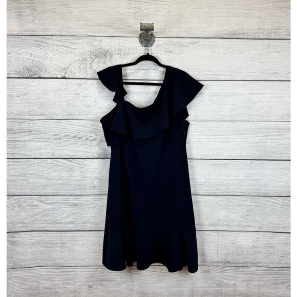 Lane Bryant Dresses & Skirts - Lane Bryant Plus Size Navy Ruffle Solid Sleeveless Spring Dress Size 18